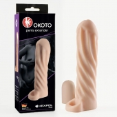 Телесная насадка-удлинитель Okoto со спиралевидным рельефом - 16 см. - Sitabella - в Ногинске купить с доставкой