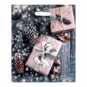 Новогодний пакет с принтом в виде подарков и вырубной ручкой (45х38 см) - Сима-Ленд - купить с доставкой в Ногинске