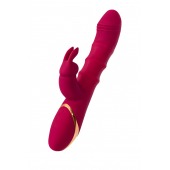 Бордовый вибратор-кролик с двигающимися кольцами Tenty - 23,5 см. - JOS
