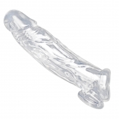 Прозрачная насадка для увеличения члена Realistic Clear Penis Enhancer and Ball Stretcher - 20,3 см. - XR Brands - в Ногинске купить с доставкой
