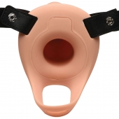 Телесный полый страпон 2  Erection 28X Smooth Vibrating Silicone Penis Sheath - 16 см. - XR Brands - купить с доставкой в Ногинске
