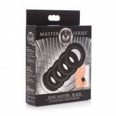 Комплект из 5 черных эрекционных колец для мошонки Ring Master Custom Ball Stretcher Kit - XR Brands - в Ногинске купить с доставкой