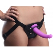 Лиловый поясной страпон Navigator Silicone G-Spot Dildo with Harness - 17,8 см. - XR Brands - купить с доставкой в Ногинске