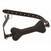 Черный кляп в форме косточки Hound Adjustable Dog Bone Gag - XR Brands - купить с доставкой в Ногинске