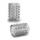Прозрачная насадка с шипами и шишечками STAY HARD COCK SLEEVE 03 CLEAR - Blush Novelties - в Ногинске купить с доставкой