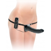 Черный страпон с вагинальной пробкой Deluxe Vibrating Penetrix Strap-On - 19 см. - Pipedream - купить с доставкой в Ногинске