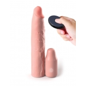 Телесная вибронасадка на член 3  Vibrating Mega X-tension with Remote - 22,9 см. - Pipedream - в Ногинске купить с доставкой