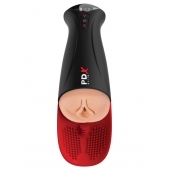 Телесный мастурбатор-вагина в черной колбе с вибрацией Fuck-O-Matic Pro XL - Pipedream - в Ногинске купить с доставкой
