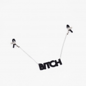 Зажимы на соски с кожаной подвеской Bitch - Crazy Handmade - купить с доставкой в Ногинске