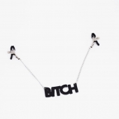 Зажимы на соски с кожаной подвеской Bitch - Crazy Handmade - купить с доставкой в Ногинске