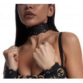 Черный ажурный чокер с золотистой фурнитурой - Crazy Handmade - купить с доставкой в Ногинске