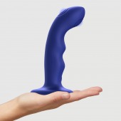 Синяя насадка-стимулятор Strap-On-Me Tapping Dildo Wave - Strap-on-me - купить с доставкой в Ногинске