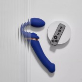 Синий безремневой страпон Multi Orgasm Bendable Strap-On size XL с клиторальной стимуляцией - Strap-on-me - купить с доставкой в Ногинске