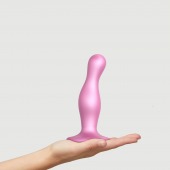 Розовая насадка Strap-On-Me Dildo Plug Curvy size M - Strap-on-me - купить с доставкой в Ногинске