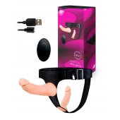 Женский страпон с 2 насадками, вибрацией и пультом ДУ - Erowoman-Eroman - купить с доставкой в Ногинске