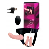 Женский страпон с 3 насадками и вибрацией - Erowoman-Eroman - купить с доставкой в Ногинске