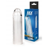 Прозрачная закрытая насадка на пенис с ребрышками - 16 см. - Sex Expert - в Ногинске купить с доставкой