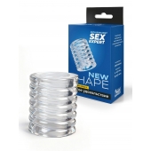 Прозрачная сквозная насадка на пенис с ребрышками - Sex Expert - в Ногинске купить с доставкой