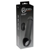 Черная вибронасадка для пениса с хомутом для мошонки и пультом ДУ Remote Controlled Penis Extension - Orion - в Ногинске купить с доставкой