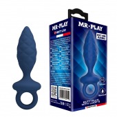 Синяя анальная пробка с кольцом Butt Plug with Loop S - 11,5 см. - Baile