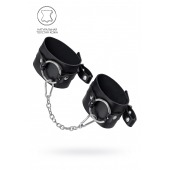 Черные оковы из толстой кожи с люверсами - Pecado - купить с доставкой в Ногинске