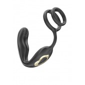 Черная анальная пробка с вращением и эрекционными кольцами - Ibiza - в Ногинске купить с доставкой