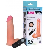 Фаллическая насадка Харнесс UNICOCK 5,5  с вибрацией - 17 см. - LOVETOY (А-Полимер) - купить с доставкой в Ногинске