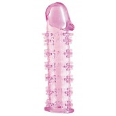 Гелевая розовая насадка на фаллос с шипами - 12 см. - Toyfa Basic - в Ногинске купить с доставкой