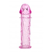 Гладкая розовая насадка с усиками под головкой - 12,5 см. - Toyfa Basic - в Ногинске купить с доставкой