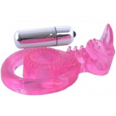 Розовая вибронасадка со стимулятор клитора   Язычок - Toyfa Basic - в Ногинске купить с доставкой