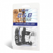 Утяжка на пенис на замочке Duo Cock And Ball Lock - BlueLine - купить с доставкой в Ногинске