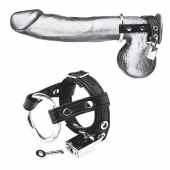Утяжка на пенис на замочке Duo Cock And Ball Lock - BlueLine - купить с доставкой в Ногинске