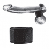 Чёрная утяжка на мошонку 1  Velcro Ball Stretcher - BlueLine - купить с доставкой в Ногинске
