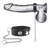 Утяжка на пенис с поводком Snap Cock Ring With 12  Leash - BlueLine - купить с доставкой в Ногинске