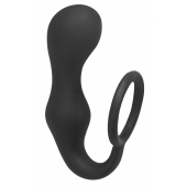 Чёрное эрекционное кольцо с анальной пробкой Double Pleasure Anal Plug - Lola Games - в Ногинске купить с доставкой
