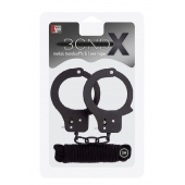 Чёрные наручники из листового металла в комплекте с веревкой BONDX METAL CUFFS LOVE ROPE SET - Dream Toys - купить с доставкой в Ногинске