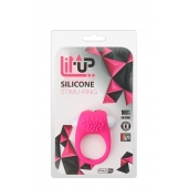 Розовое эрекционное кольцо с щеточкой LIT-UP SILICONE STIMU RING 5 - Dream Toys - в Ногинске купить с доставкой