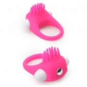 Розовое эрекционное кольцо с щеточкой LIT-UP SILICONE STIMU RING 5 - Dream Toys - в Ногинске купить с доставкой