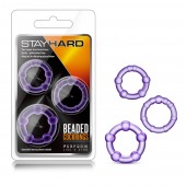 Набор из 3 фиолетовых эрекционных колец Stay Hard Beaded Cockrings - Blush Novelties - в Ногинске купить с доставкой