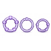 Набор из 3 фиолетовых эрекционных колец Stay Hard Beaded Cockrings - Blush Novelties - в Ногинске купить с доставкой
