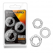 Набор из 3 прозрачных эрекционных колец Stay Hard Beaded Cockrings - Blush Novelties - в Ногинске купить с доставкой