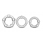 Набор из 3 прозрачных эрекционных колец Stay Hard Beaded Cockrings - Blush Novelties - в Ногинске купить с доставкой