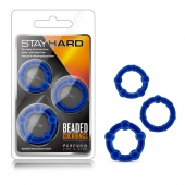 Набор из 3 синих эрекционных колец Stay Hard Beaded Cockrings - Blush Novelties - в Ногинске купить с доставкой