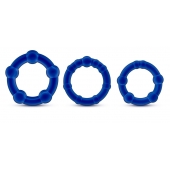 Набор из 3 синих эрекционных колец Stay Hard Beaded Cockrings - Blush Novelties - в Ногинске купить с доставкой