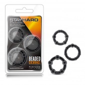 Набор из 3 чёрных эрекционных колец Stay Hard Beaded Cockrings - Blush Novelties - в Ногинске купить с доставкой