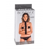 Ошейник с длинной лентой и наручниками Strap Bondage Kit Plus Size - Lola Games - купить с доставкой в Ногинске