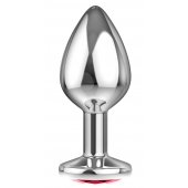 Большая серебристая анальная пробка Diamond Red Sparkle Large с красным кристаллом - 8 см. - Lola Games - купить с доставкой в Ногинске