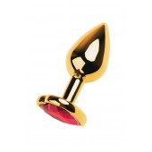 Золотистая анальная пробка с кристаллом-сердцем - 7,5 см. - ToyFa - купить с доставкой в Ногинске