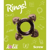 Чёрное эрекционное кольцо Rings Screw - Lola Games - в Ногинске купить с доставкой