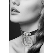 Черный чокер с двумя кольцами - Bijoux Pour Toi - купить с доставкой в Ногинске
